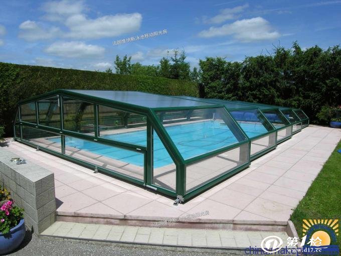 法国维纳斯自动阳光房 泳池盖 移动天顶 泳池护