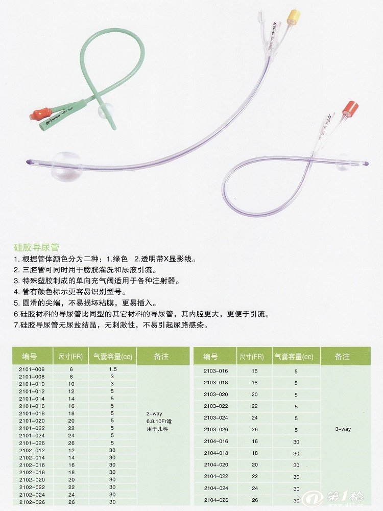 一次性使用硅胶导尿管 (三腔)