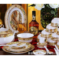 景德镇三维陶瓷厂家定做56头青花陶瓷餐具骨瓷餐具缩略图