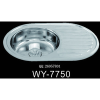 不锈钢水槽俄罗斯单盆带板钢盆WY-7750
