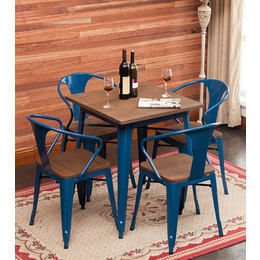 ****推荐复古咖啡厅铁艺桌椅组合 休闲餐厅奶茶店实木桌椅