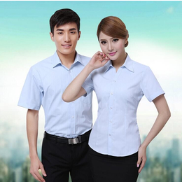夏季修身短袖女士衬衫韩版纯色文员商务工作服厂家定做缩略图