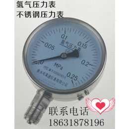 不锈钢氢气压力表布莱迪YQ-100B禁油表品质保证