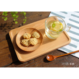 日式木质茶杯长方形托盘早餐盘 榉木水果面包小盘子木盘茶盘