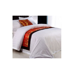 宾馆床上用品_酒店客房床上用品-纯棉加厚缎条布草-四件套