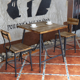 海德利美式复古咖啡厅铁艺餐桌椅 酒吧实木桌子椅子组合厂家*