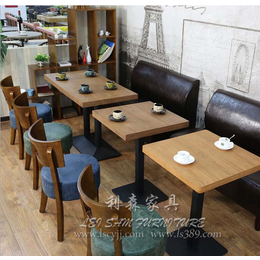 南联咖啡厅餐桌 休闲板式餐桌椅 两人圆形餐桌 餐厅家具定做