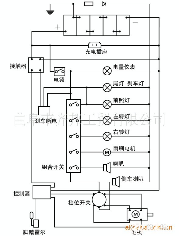 电动车后尾灯接线图图片