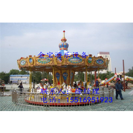室外儿童游乐设备 16人豪华玻璃钢转马 郑州金宝厂价供应