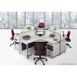 开平简约四人位办公桌|屏风卡位电脑桌椅|梵迪家具