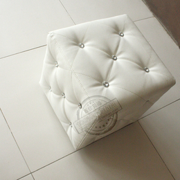 时尚皮艺坐凳 白色皮艺沙发凳 方凳 可定做 镶水晶扣皮凳 