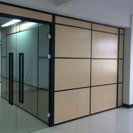 简约办公室钢化玻璃隔断墙双玻百叶隔音板材隔断铝合金高隔断*