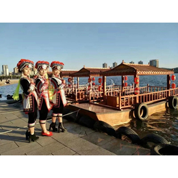 兴化鲁帆木船厂家定制餐饮画舫船 水上接待旅游观光木船出售