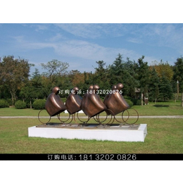 骑自行车抽象铜雕公园景观铜雕