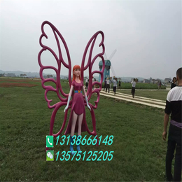 市政景区玻璃钢蝴蝶仙子雕塑蝴蝶造型树脂卡通花仙子人物雕像道具