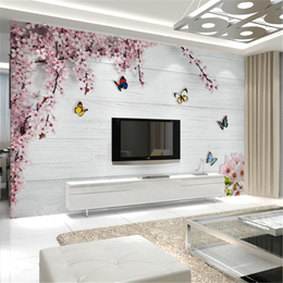 电视影视影视背景墙壁纸现代简约3D立体墙纸无缝墙布樱花