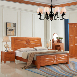 新中式橡木床卧室套房系列组合实木双人床