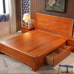 中式橡木框架双人床厂家供应大款实木床