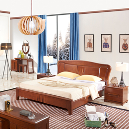 欧式套房系列组合橡木双人床卧室实木打造