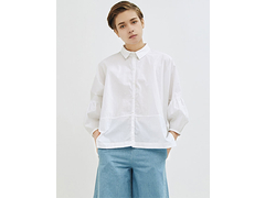 D2S-单喜原创设计师品牌2016秋新款纯白欧美风袖抽绳衬衫