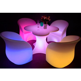时尚酒吧发光桌椅组合 欧式塑料LED西餐厅餐桌椅