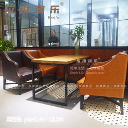 上海星巴克铁艺茶几咖啡厅实木沙发茶几组合定做