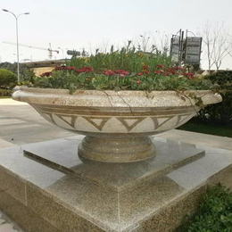 公园石雕花盆哪里卖_实创雕塑_台湾公园石雕花盆
