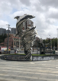 北京不锈钢海豚雕塑 城市广场大型动物雕塑
