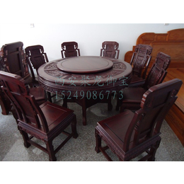 西安中式实木餐桌椅-红木老榆木餐桌椅-饭店餐桌椅