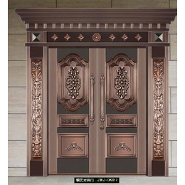 铜门,聚万家门业品质保证,玻璃铜门图片