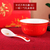 景德镇陶瓷中国红寿碗生日回礼套装缩略图2
