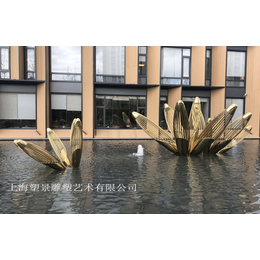 海口304不锈钢镂空雕塑香槟金拉丝表面效果房地产水景景观雕塑
