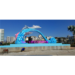 吉祥物海浪海豚雕塑、东莞海浪海豚雕塑、名图雕塑厂家