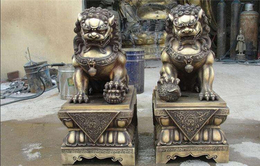 世隆雕塑公司-漯河酒店门口铜狮子雕塑-酒店门口铜狮子雕塑定制