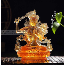 琥珀色文殊菩萨佛像 北京文殊菩萨雕像 文殊菩萨佛堂供养