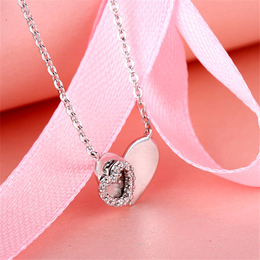 女式心形银项链、银缘美(在线咨询)、珠海心形银项链