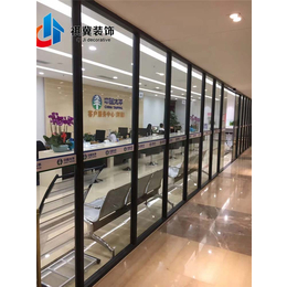 深圳广州办公室玻璃隔墙双层玻璃隔墙中间带百叶