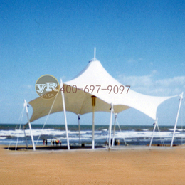 旅游景区景观张拉膜设计沙滩海边景观遮阳膜结构施工