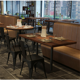 现代简约小户型餐桌 椅组合奶茶店咖啡厅小方桌卡座实木餐厅桌椅