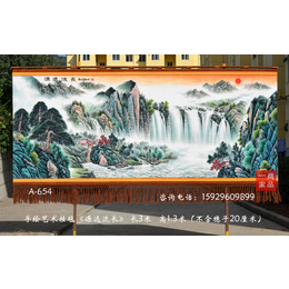 中式无框画手绘艺术挂毯家居软装国画山水画手绘艺术挂毯图片