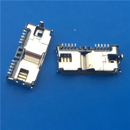 MICRO USB 10P母座 3.0贴片两脚插板钢壳镀镍