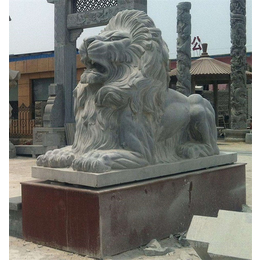 做旧看门石雕狮子厂家-盛晟雕塑