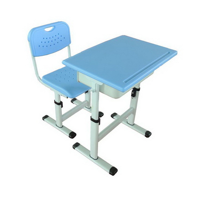 中小学单人单柱单层旋钮升降课桌椅