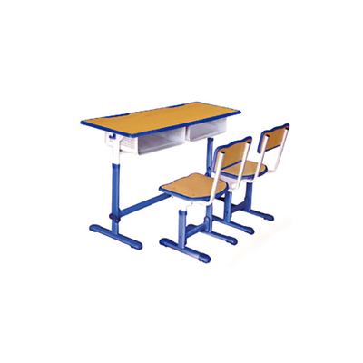 中小学双人单柱单层手摇升降课桌椅