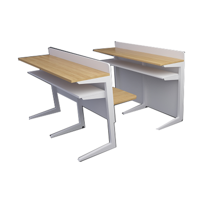 大学生双人C型单层固定课桌椅