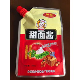 供应潞城甜面酱包装袋-调料包装袋-自立吸嘴袋-厂家定制生产
