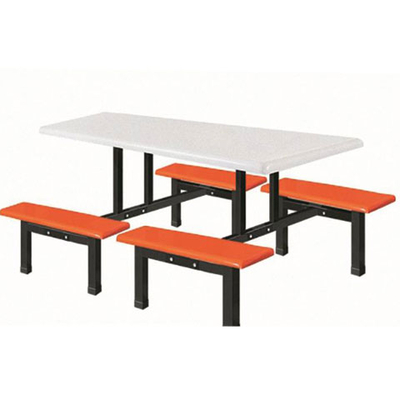 8位玻璃钢固定条凳餐桌
