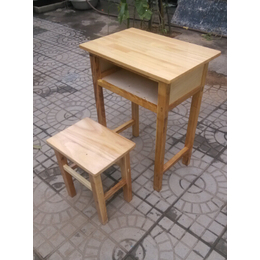 单人实木课桌凳松木学生课桌椅小方凳木质桌椅定制尺寸缩略图