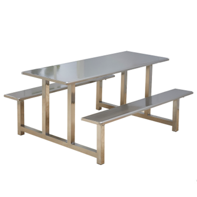 4位不锈钢固定条凳餐桌