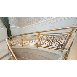 别墅私人定制铜板雕刻镂空镀金旋转楼梯护栏